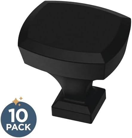 Franklin Brass 10 Pack Matte Black Cabinet Knobs 1-1/4 inch (32mm) Kitchen Cabinet Handles and Drawer Knobs for Cupboards, Dressers, Furniture, Bathroom Vanity |Beveled