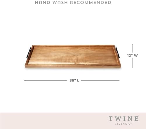 Twine Modern Manor Longboard Cheese Platter with Handles, Rectangular Cheese Board and Home Decor Tray, Dining Table Accessories Acacia Wood Set of 1