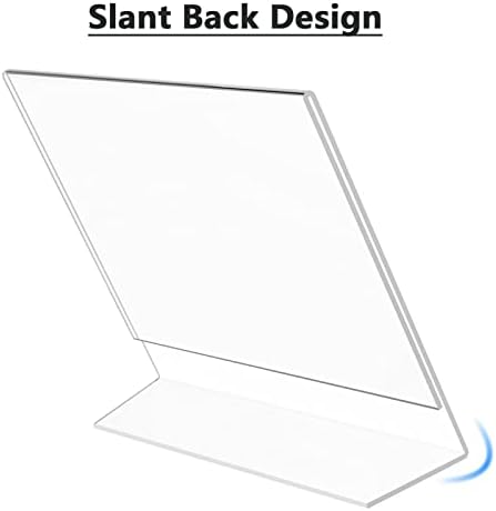 MaxGear Acrylic Sign Holder 8.5x11 Inches Horizontal 12 Pack, Slant Back