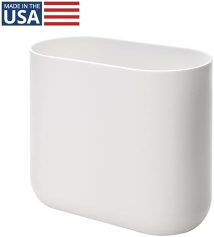 iDesign Small Slim Plastic Bathroom Trash Can, White