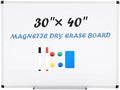 Simple Deluxe Magnetic Dry Erase Board 40" x 30" Whiteboard, 1 Dry Eraser & 2 Multicolor Markers & 4 Magnetic Pins, Silver Reinforced Aluminum Frame for Home, School, Office