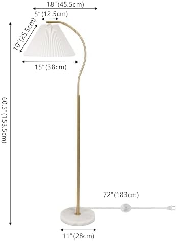 JONATHAN Y Devon 60.5" Modern Glam Arc Floor Lamp, Brass Gold/White Marble