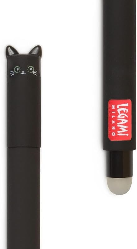 LEGAMI - Set of 7 Erasable Gel Pens with Thermosensitive Erase Ink, Range of ink colours & barrel designs, 0.7mm Tip, Cat, Bee, Monster, Giraffe, Panda, Shark, Hippo Designs