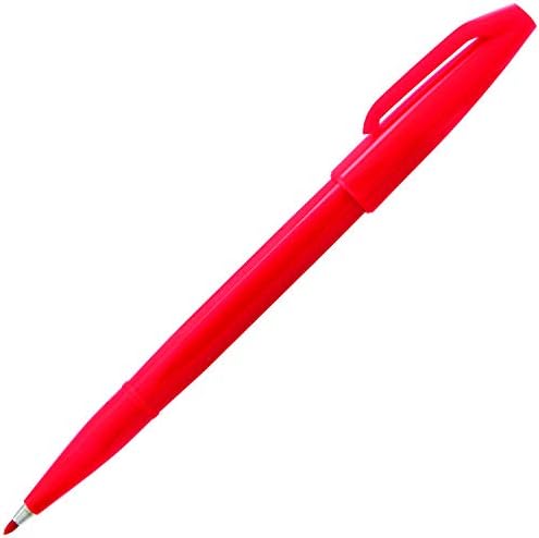 Pentel Sign Pen Fiber-Tipped Pen, Red Ink, Box of 12 (S520-B)