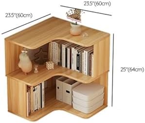 Vertical Wall Corner Shelf with Open Back 3-Shelf Wood Corner Bookshelf Floor Book Rack Multi-Layer Storage Shelf Against the Wall Bookcase Light Walnut 24" L x 24" W x 25" H
