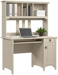 Bush Home Salinas Small Computer Desk with Hutch in Antique White