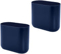 iDesign Small Slim Plastic Bathroom Trash Can, 2-Pack, Navy Blue