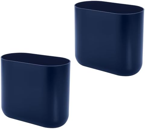 iDesign Small Slim Plastic Bathroom Trash Can, 2-Pack, Navy Blue