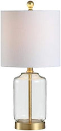 JONATHAN Y Duncan Table Lamp 19.5" Glass and Metal, Brass Gold and Clear