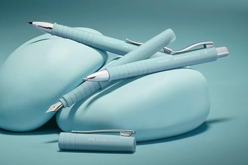 Faber-Castell Poly Pen Fountain and Ballpoint Pen Gift Set – Caribic Blue: Fountain Pen Set with Broad Nib & Smooth Ballpoint Pen, Great for Journaling, Graduation Gifts & Father's Day