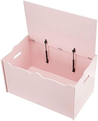 Amazon Basics Kids Wooden Toy Storage Chest with Safety Lid, Spacious Organizer for Bedroom, Pink, 30" x 18" x 19"