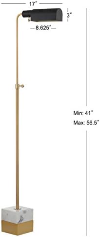 JONATHAN Y 56.5" Adjustable Library Floor Lamp Metal/Marble, Brass Gold
