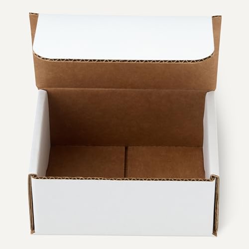 Amazon Basics White Shipping Boxes, Cardboard Mailer Box for Moving and Storage, Tab-Locking Flaps, Corrugated Cardboard, 6 x 4 x 3 inches, 50-Pack