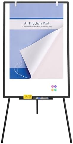 VIZ-PRO Magnetic Whiteboard Easel Black, 36"x24", Portable Dry Erase Board