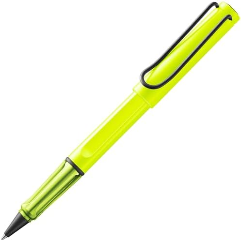 Lamy safari neonyellow - Rollerball Pen with ergonomic grip & line width M - for pleasant long writing - made of robust ASA plastic - including rollerball refill M 63 in black