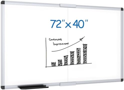 VIZ-PRO Large Magnetic Dry Erase Whiteboard, 72 x 40 Inches, Foldable