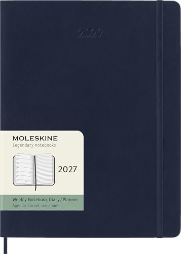 Moleskine 2027 12-Month Weekly Planner, XL, Sapphire Blue, Softcover