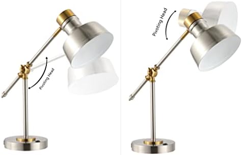 JONATHAN Y Allegra Metal Task Desk Lamp USB Port 18.5", Nickel/Brass Gold