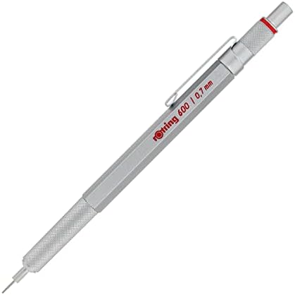 rOtring 600 Mechanical Pencil, 0.7 mm Lead, Silver Metal Barrel - For Technical Writing, Drawing, Sketching