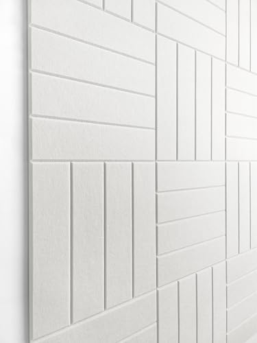 White Felt Bulletin Board Tiles | Modern Cork Board Alternative | Large Cork Boards for Walls | Aesthetic Felt Wall Panels for Office & Home Decor | Pin Board & Photo Board (12-Pack) | White