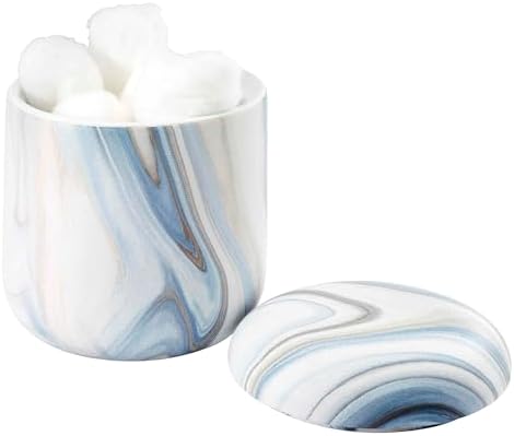 Avanti Linens - Bath Set, 3pc Countertop Accessories, Resin Lotion Pump, Covered Jar & Vanity Tray (Waves Collection, Blue)