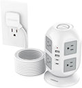 TESSAN Tower Surge Protector Power Strip, 10 ft Long Flat Extension Cord