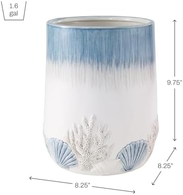 Avanti Linens - Wastebasket, Decorative Trash Can, Guest Bathroom Essentials, Coastal Inspired Home Decor (Abstract Coastal Collection)