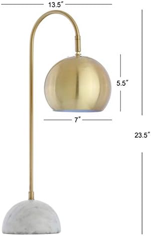 JONATHAN Y Stephen Arched 23.5" LED Task Table Lamp, Brass Gold/White