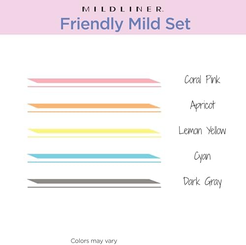 Zebra Pen MILDLINER No Bleed Highlighter, Friendly Colors, Dual Tip, 5-Pack