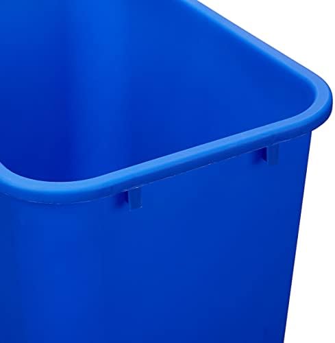 Amazon Basics Rectangular Commercial Office Wastebasket, Easy to Clean, Lightweight, 10 Gallon, Blue, Recycle Logo