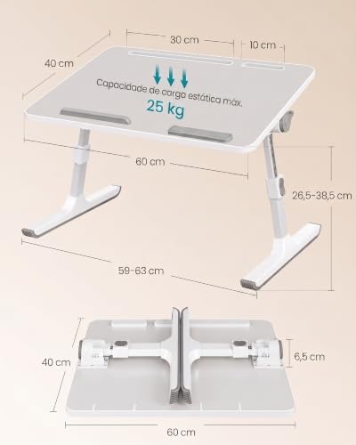 SONGMICS Laptop Bed Desk, Adjustable Lap Desk for Bed with 8 Heights