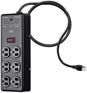 Monoprice Metal Surge Protector Heavy Duty Power Box - 6 Outlet - Black with 6 Feet Cord/Cable, 540 Joules, UL Certfied
