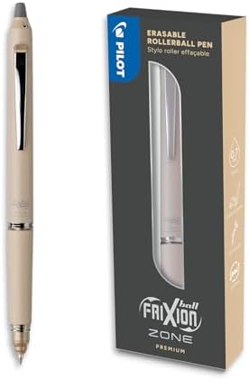 PILOT - Frixion Ball Zone Beige in gift box - Premium erasable retractable pen with thermosensitive ink - Refillable and ergonomic rollerball pen - Black ink - Medium point