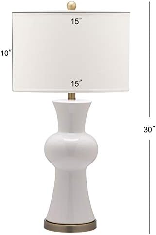 SAFAVIEH Lighting - Lola 30-Inch Ceramic Column Table Lamp - White - Contemporary Tall Body Design - Ideal for Living Room, Bedroom, Entryway, Home Office - LED Bulb Included (LITS4150B)