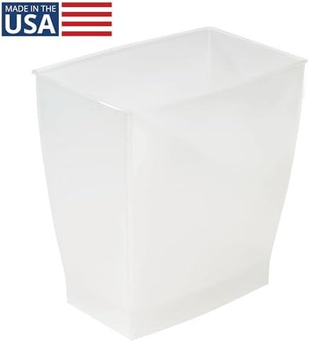 iDesign Small Plastic Bathroom Trash Can, Clear Frost