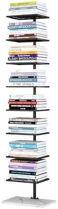 Modern Open Vertical Bookcase,Invisible Floating Storage Rack,Narrow Floor Standing Organizer for Small Spaces,Black-150cm/59in