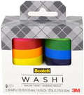 Scotch Washi Tape, Solid Color Rainbow Design, 8 Rolls