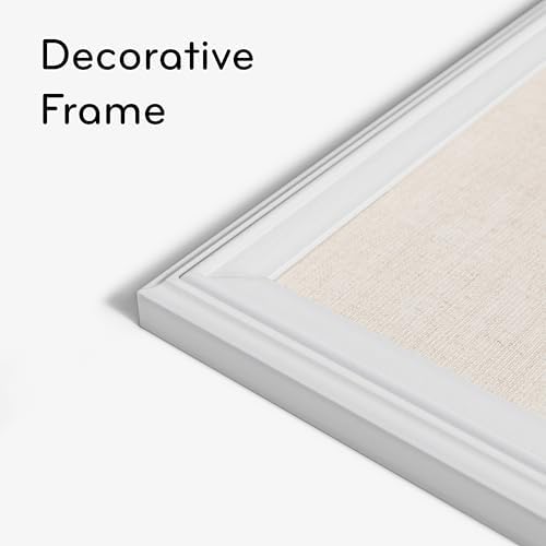 U Brands Bulletin Board, 18 x 24 Inch Linen Fabric Pin Board, Farmhouse White Wood Style Frame, Wall Message Center & Vision Board for Farmhouse Decor, Home Office, Classroom, Includes Push Pins
