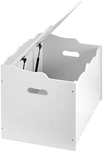Amazon Basics Kids Wooden Toy Storage Chest with Safety Lid, Spacious Organizer for Bedroom, White, 30" x 18" x 19"
