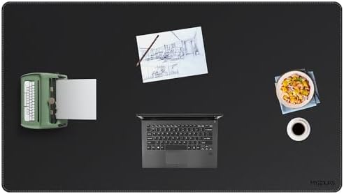 Mydours 63" x 36" XXL Large Desk Mat - PU Leather Full Mouse Pad, Black