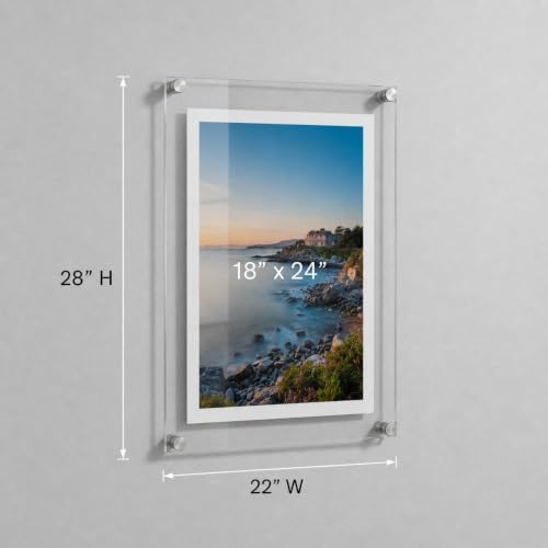 Azar Displays 105524 Standoff Sign Holder: 18" X 24" Graphic Size. Overall Frame Size: 22" X 28", clear