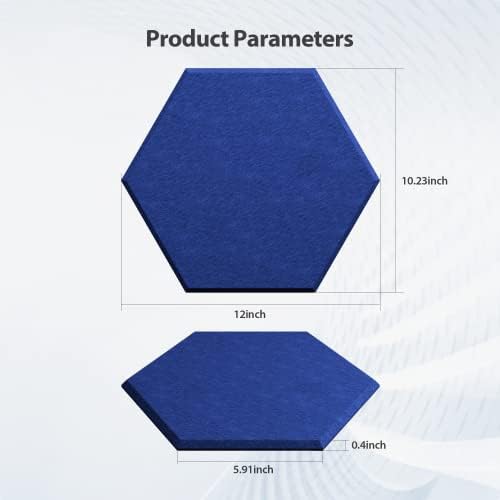 12Pack Hexagon Acoustic Panels Self Adhesive Sound Proof Foam(Telecom Blue)