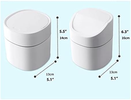 Trash can Plastic Mini Trash Can with Lid Modern Wastebasket for Bathroom Vanity Desktop Tabletop Or Coffee Table- 2 L-Blue/White Wastebasket (Color : Blue B Size : 2 Pack) (White B 1 Pack)