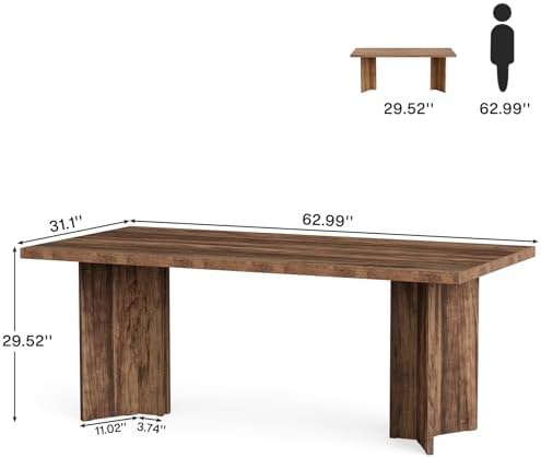 Tribesigns 63-inch Executive Desk, Vintage Office Computer Desk with Large Tabletop, Farmhouse Wood Writing Conference Table Workstation for Home Office, Study, Dark Brown