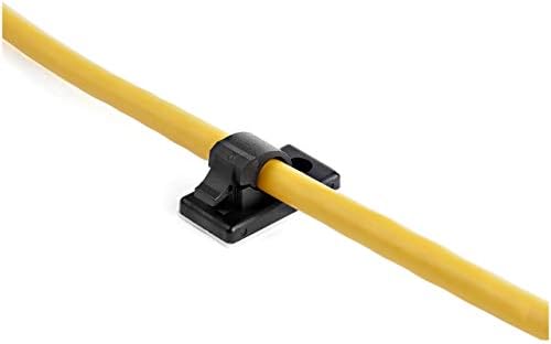 StarTech 100 Adhesive Cable Management Clips, Black, TAA, Sticky (CBMCC1)