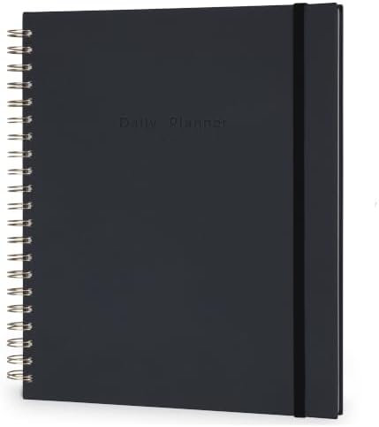 AuroPlanner Undated Daily Planner To Do List Hourly Schedule 2028 2027 2026 Calendar & Holiday Habit Tracker 180 Pages Letter Size 8.5" x 11" Sheets Hardcover Spiral Bound Notebook (Black)