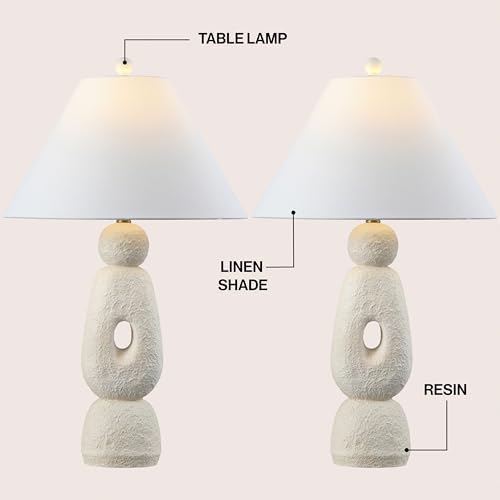 JONATHAN Y Henge 28" Modern Organic Table Lamp, Antique White, Set of 2