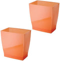 iDesign Small Plastic Bathroom Trash Can, Slim Rectangle, 2-Pack, Orange