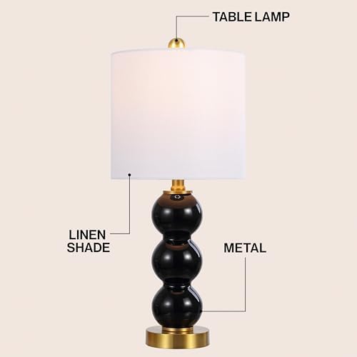 JONATHAN Y February 21" Stacked Sphere Table Lamp, Black/Brass Gold