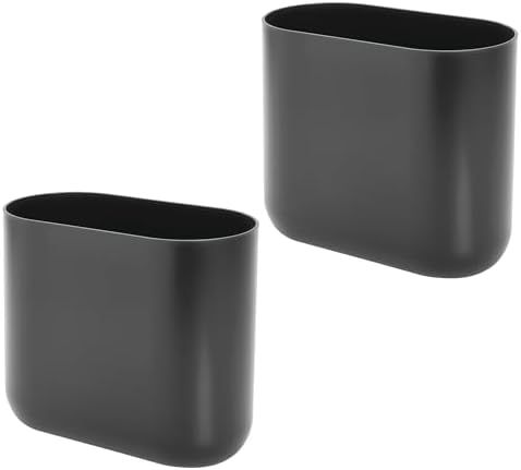 iDesign Small Slim Plastic Bathroom Trash Can, 2-Pack, Gray